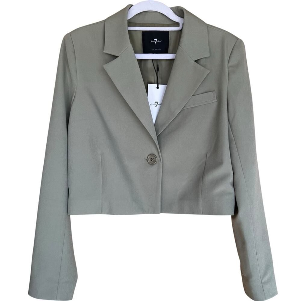 7 for All Mankind Cropped Blazer Sage Green Size Small - Picture 1 of 7